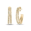 Thumbnail Image 0 of Diamond Fascination™ 20.0mm Split Double Row J-Hoop Earrings in Sterling Silver with 18K Gold Plate