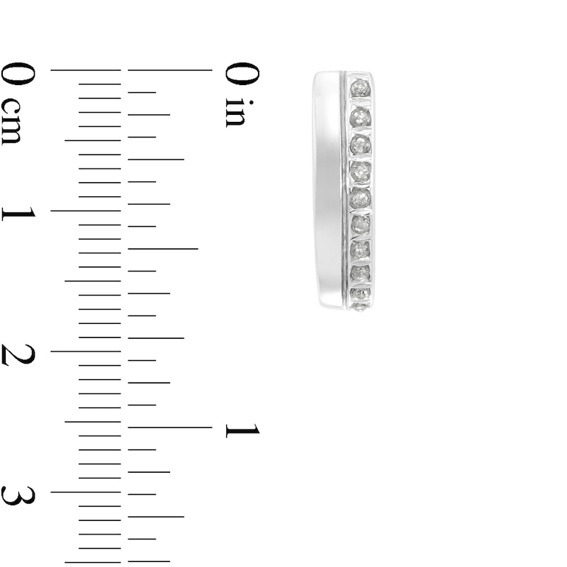 Main Image 2 of Diamond Fascination™ 15.0mm Double Row Oval Hoop Earrings in Sterling Silver with Platinum Plate
