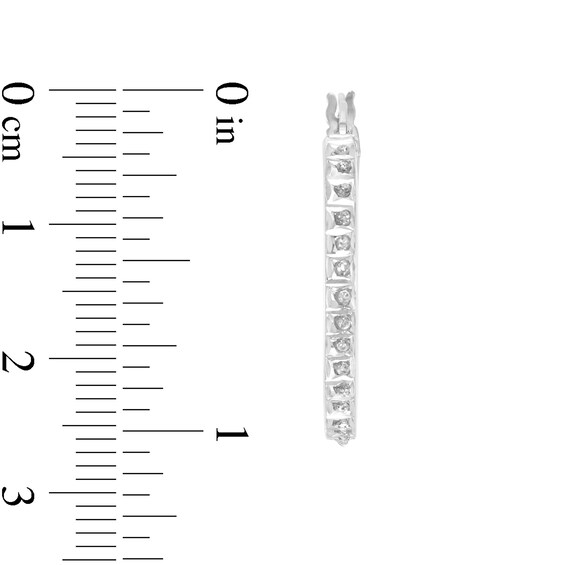 Diamond Fascination™ 25.0mm Hoop Earrings in Sterling Silver with Platinum Plate