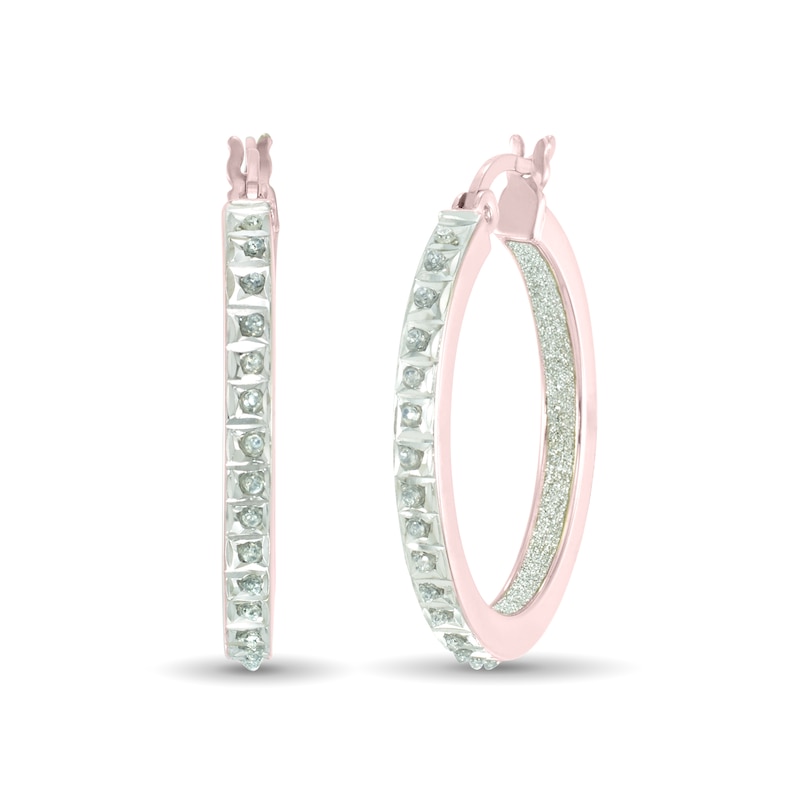 Main Image 1 of Diamond Fascination™ 25.0mm Hoop Earrings in Sterling Silver with 18K Rose Gold Plate