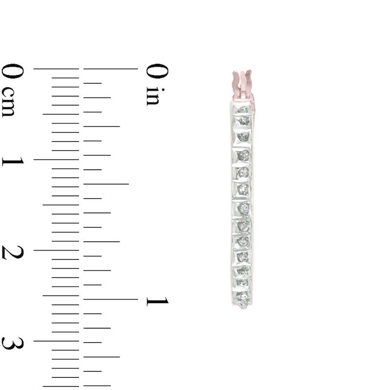 Main Image 2 of Diamond Fascination™ 25.0mm Hoop Earrings in Sterling Silver with 18K Rose Gold Plate