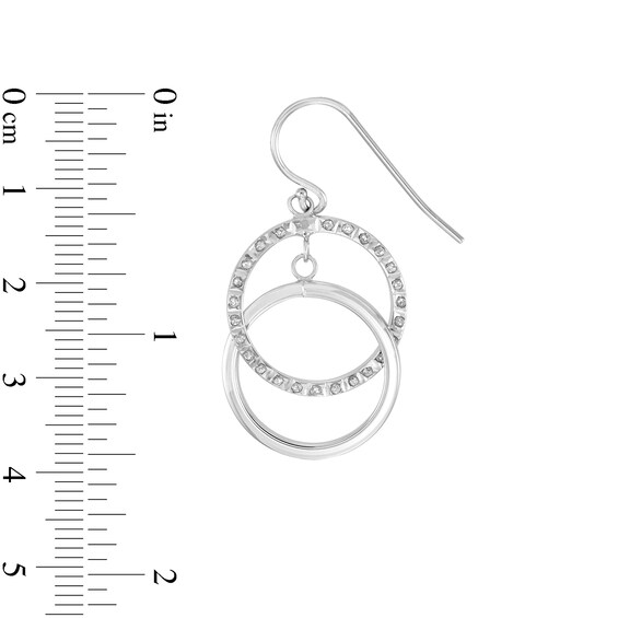 Diamond Fascination™ 35.0 x 18.0mm Double Circle Dangle Drop Earrings in Sterling Silver with Platinum Plate Diamond Fascination™ 35.0 x 18.0mm Double Circle Dangle Drop Earrings in Sterling Silver with Platinum Plate