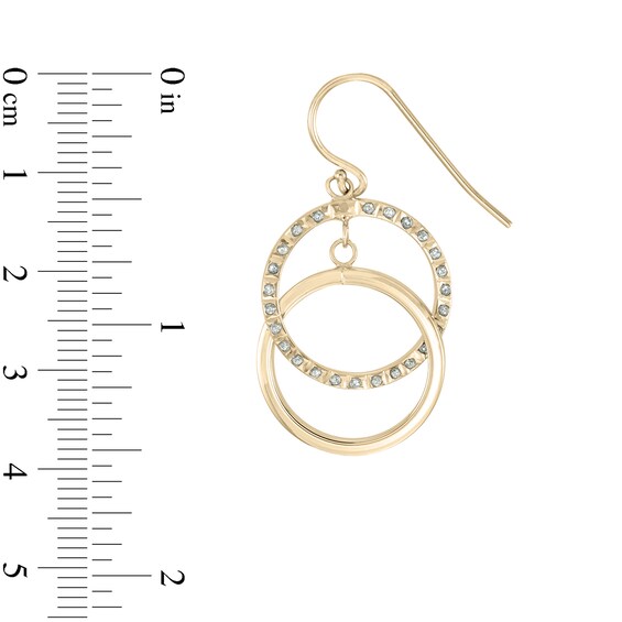 Diamond Fascinationâ¢ 35.0 x 18.0mm Double Circle Dangle Drop Earrings in Sterling Silver with 18K Gold Plate