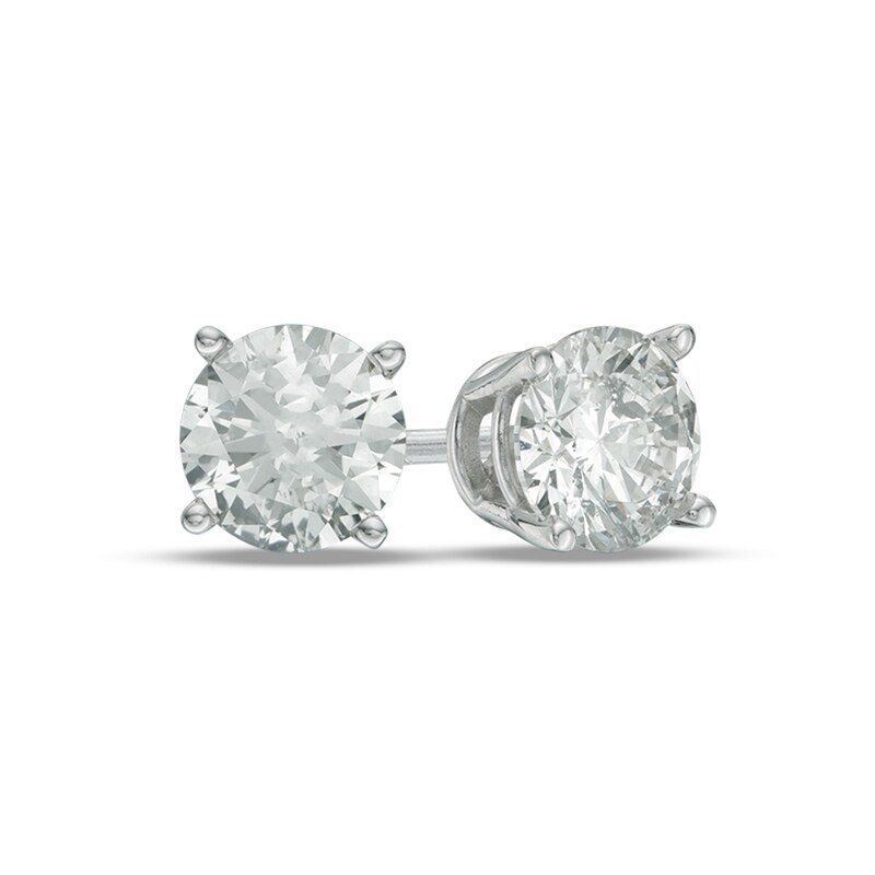 Main Image 1 of 1-1/5 CT. T.W. Diamond Solitaire Stud Earrings in 14K White Gold (I/I2)