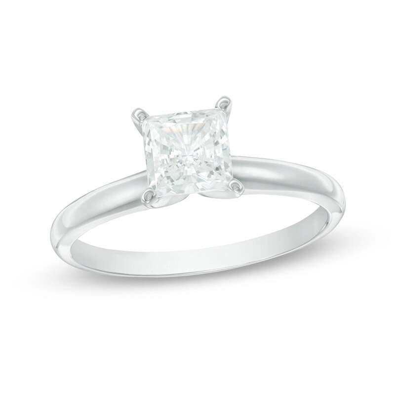 Main Image 1 of 7/8 CT. Princess-Cut Diamond Solitaire Engagement Ring in 14K White Gold (I/I3)