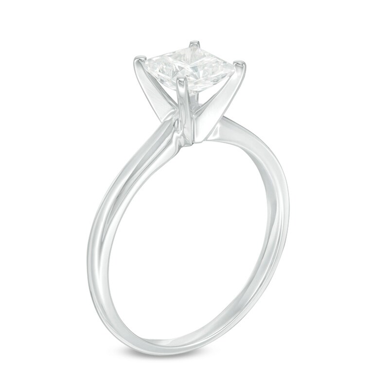 Main Image 2 of 7/8 CT. Princess-Cut Diamond Solitaire Engagement Ring in 14K White Gold (I/I3)