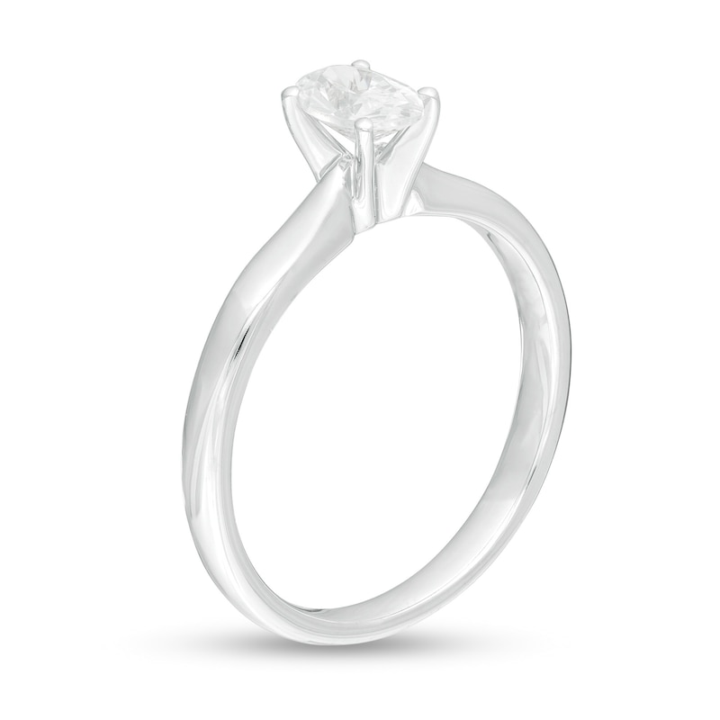 1/2 CT. Oval Diamond Solitaire Engagement Ring in 14K White Gold (I/I2)