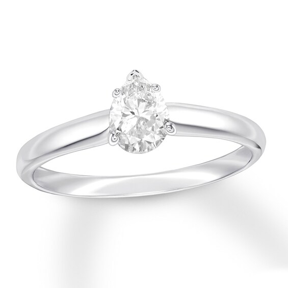 1/2 CT. Pear-Shaped Diamond Solitaire Engagement Ring in 14K White Gold (I/I2)