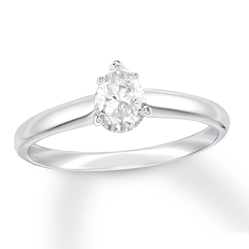 Main Image 1 of 1/2 CT. Pear-Shaped Diamond Solitaire Engagement Ring in 14K White Gold (I/I2)