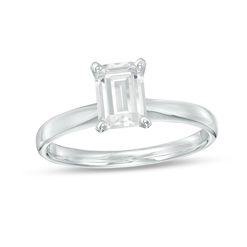 Main Image 1 of 1 CT. Certified Emerald-Cut Diamond Solitaire Engagement Ring in 14K White Gold (I/I2)