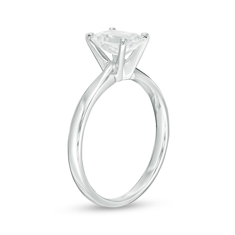 Main Image 2 of 1 CT. Certified Emerald-Cut Diamond Solitaire Engagement Ring in 14K White Gold (I/I2)