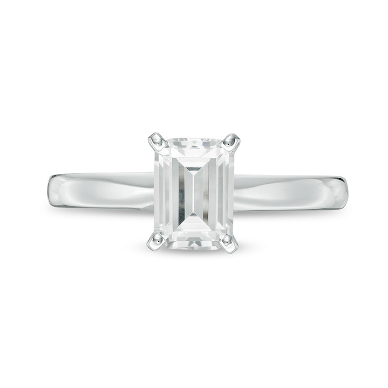 Main Image 3 of 1 CT. Certified Emerald-Cut Diamond Solitaire Engagement Ring in 14K White Gold (I/I2)