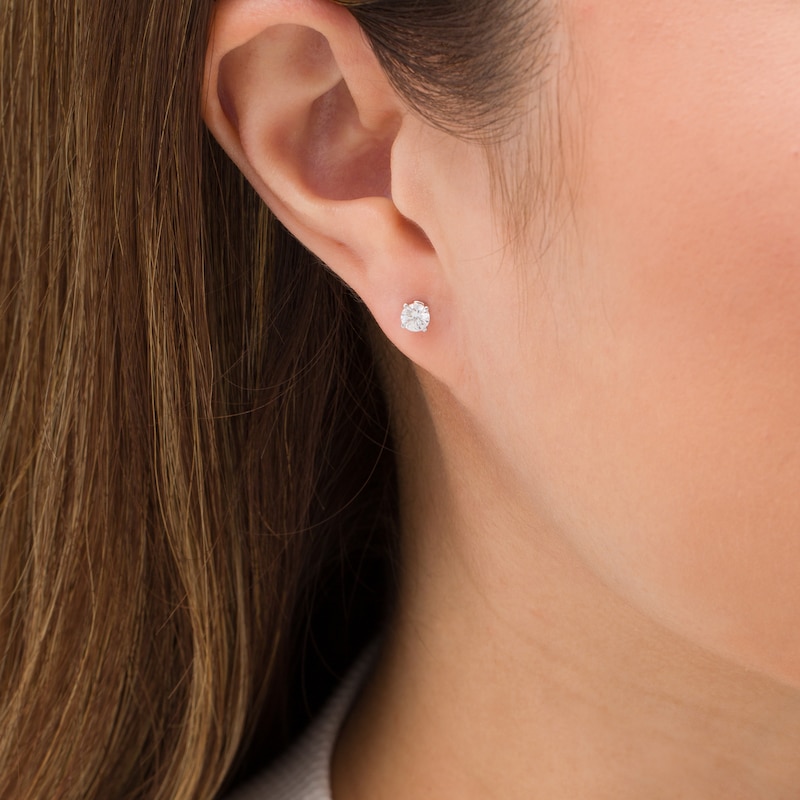Main Image 2 of 1/4 CT. Diamond Solitaire Single Stud Earring in 14K White Gold (I/I2)