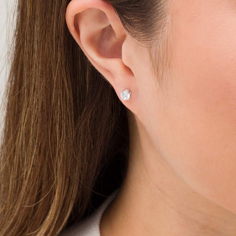 Main Image 2 of 1/3 CT. Diamond Solitaire Single Stud Earring in 14K White Gold (I/I2)