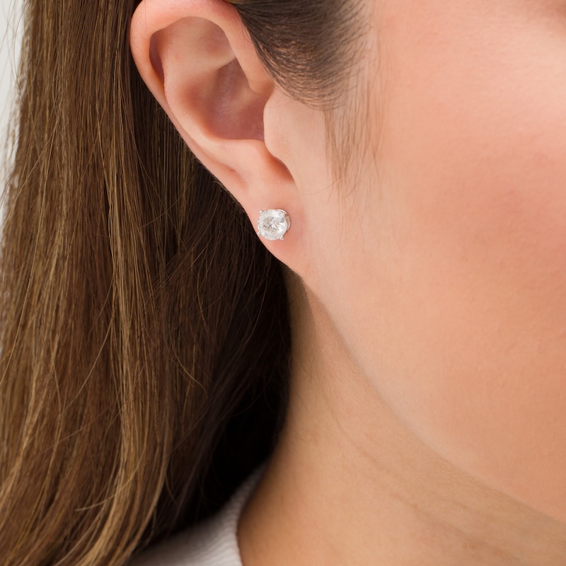 Main Image 2 of 3/4 CT. Diamond Solitaire Single Stud Earring in 14K White Gold (I/I2)