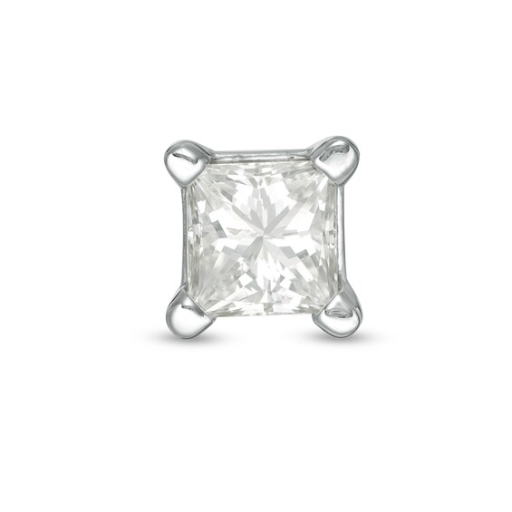 1/ CT. Princess-Cut Diamond Solitaire Single Stud Earring in 14K White Gold (I/I2