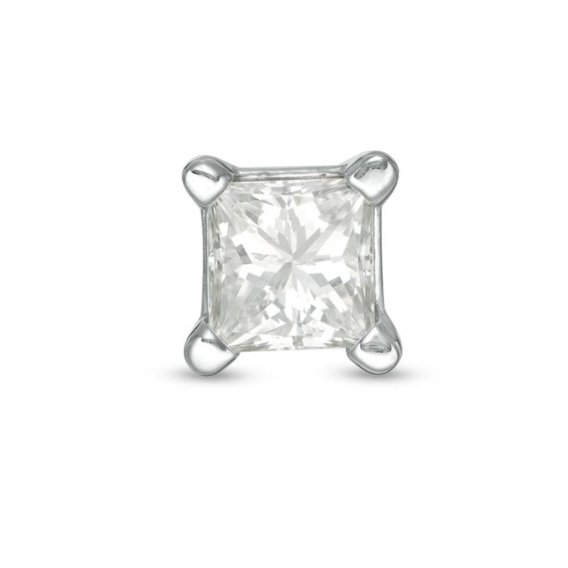 Main Image 1 of 1/5 CT. Princess-Cut Diamond Solitaire Single Stud Earring in 14K White Gold (I/I2)