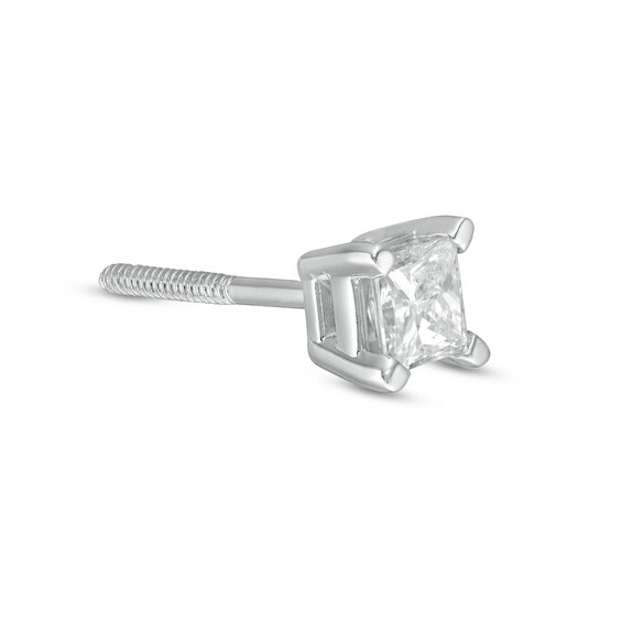 1/ CT. Princess-Cut Diamond Solitaire Single Stud Earring in 14K White Gold (I/I2