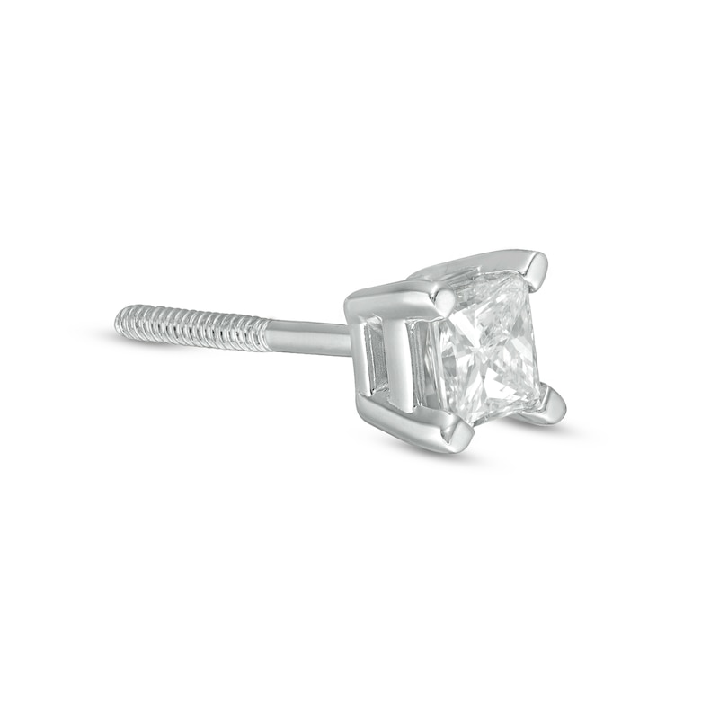 Main Image 3 of 1/5 CT. Princess-Cut Diamond Solitaire Single Stud Earring in 14K White Gold (I/I2)