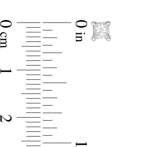 1/ CT. Princess-Cut Diamond Solitaire Single Stud Earring in 14K White Gold (I/I2