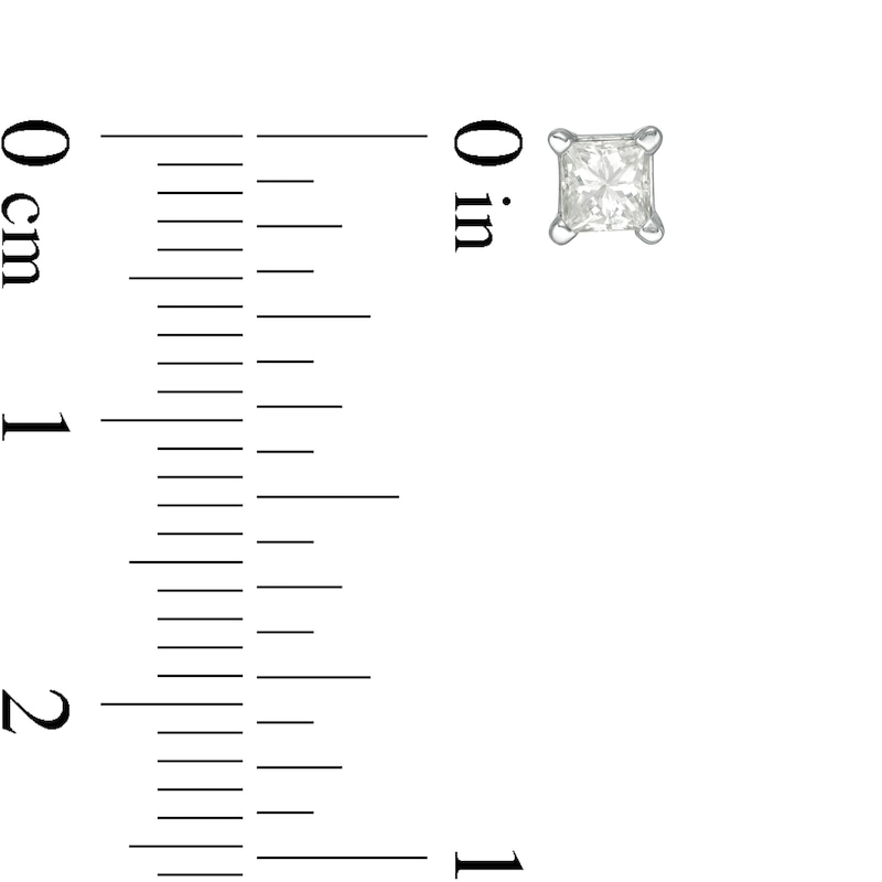 Main Image 4 of 1/5 CT. Princess-Cut Diamond Solitaire Single Stud Earring in 14K White Gold (I/I2)
