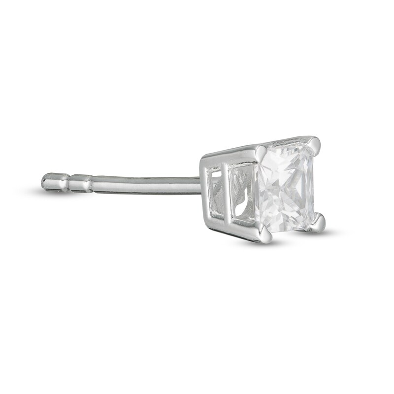 Main Image 3 of 1/4 CT. Princess-Cut Diamond Solitaire Single Stud Earring in 14K White Gold (I/I2)
