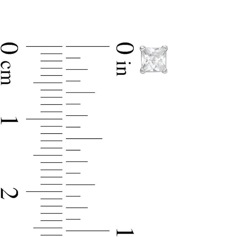 Main Image 4 of 1/4 CT. Princess-Cut Diamond Solitaire Single Stud Earring in 14K White Gold (I/I2)