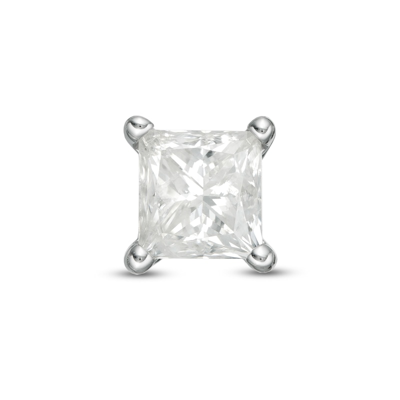 Main Image 1 of 3/4 CT. Princess-Cut Diamond Solitaire Single Stud Earring in 14K White Gold (I/I2)