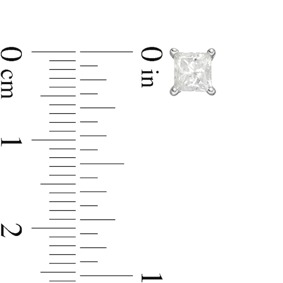 3/4 CT. Princess-Cut Diamond Solitaire Single Stud Earring in 14K White Gold (I/I2)