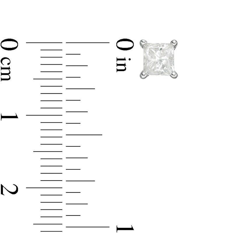 Main Image 4 of 3/4 CT. Princess-Cut Diamond Solitaire Single Stud Earring in 14K White Gold (I/I2)