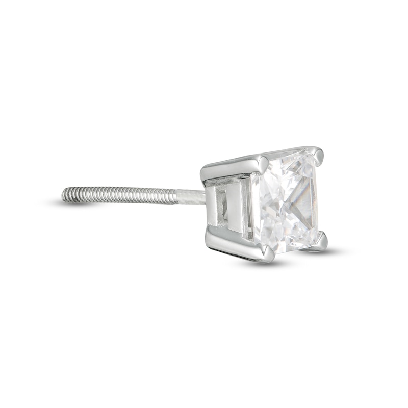 Main Image 3 of 1/2 CT. Princess-Cut Diamond Solitaire Single Stud Earring in 14K White Gold (I/I2)