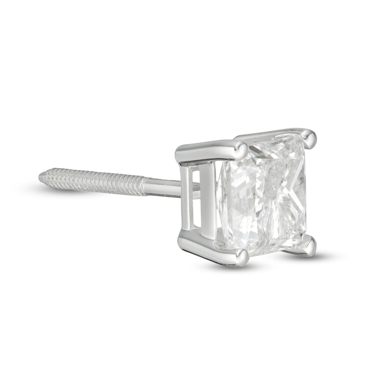 1 CT. Princess-Cut Diamond Solitaire Single Stud Earring in 14K White Gold (I/I2)
