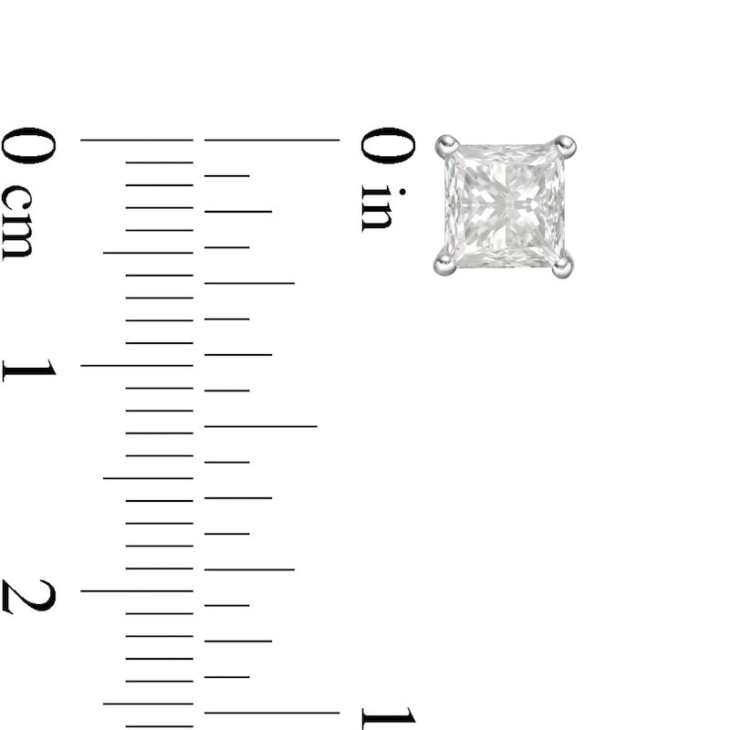 Main Image 4 of 1 CT. Princess-Cut Diamond Solitaire Single Stud Earring in 14K White Gold (I/I2)