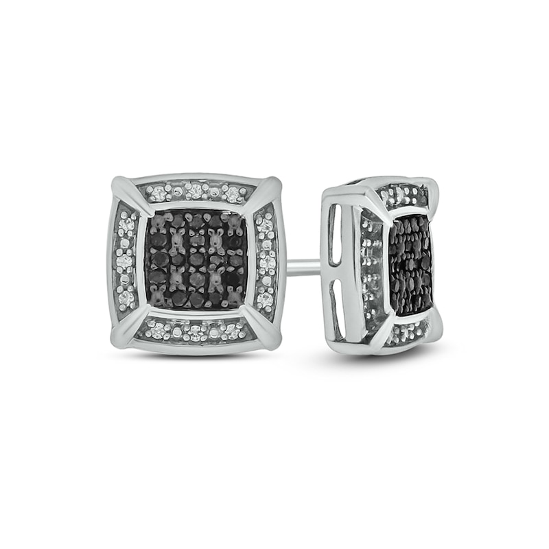 Main Image 1 of 1/6 CT. T.W. Enhanced Black and White Composite Diamond Frame Stud Earrings in 10K White Gold