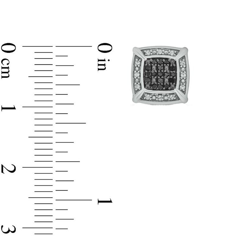 Main Image 2 of 1/6 CT. T.W. Enhanced Black and White Composite Diamond Frame Stud Earrings in 10K White Gold
