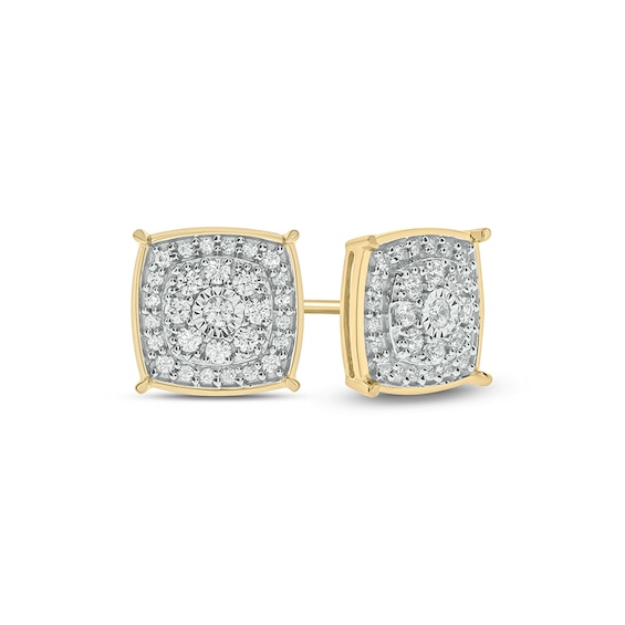 1/2 CT. T.w. Diamond Double Cushion Frame Stud Earrings in 10K Gold