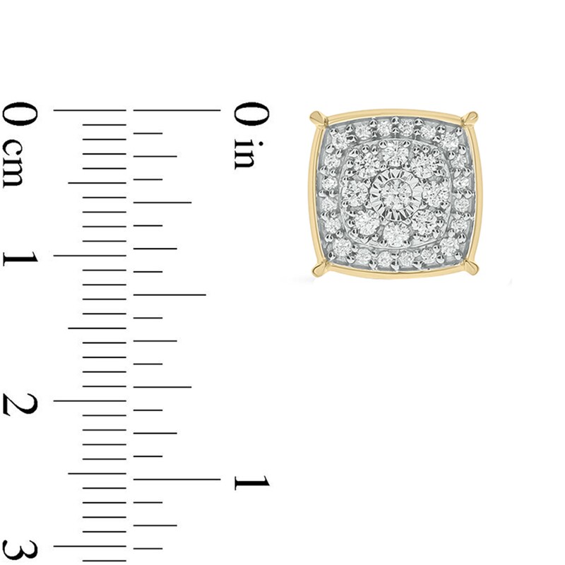 Main Image 2 of Men's 1/2 CT. T.W. Diamond Double Cushion Frame Stud Earrings in 10K Gold