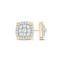1 CT. T.W. Diamond Double Cushion Frame Stud Earrings in 10K Gold