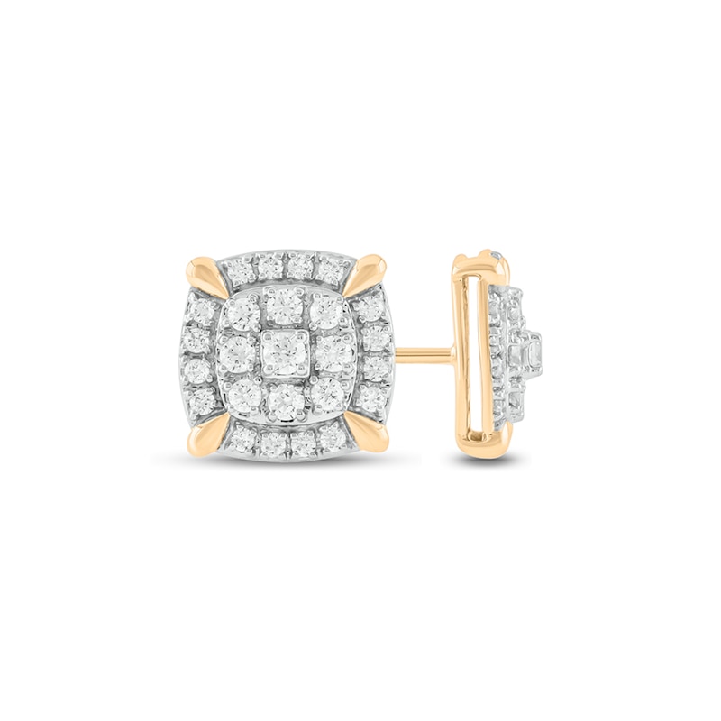 Main Image 1 of 1 CT. T.W. Diamond Double Cushion Frame Stud Earrings in 10K Gold