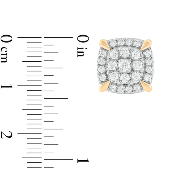 1 CT. T.w. Diamond Double Cushion Frame Stud Earrings in 10K Gold