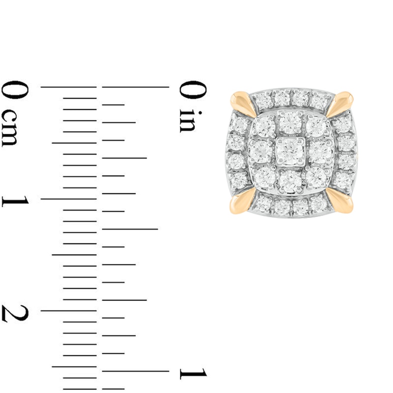Main Image 2 of 1 CT. T.W. Diamond Double Cushion Frame Stud Earrings in 10K Gold