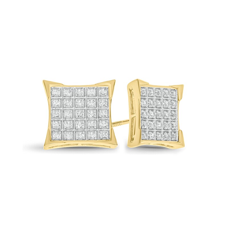 Men's 1/2 CT. T.W. Composite Diamond Concave Square Stud Earrings in 10K Gold