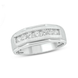 1/2 CT. T.W. Diamond Seven Stone Geometric Band in 10K White Gold