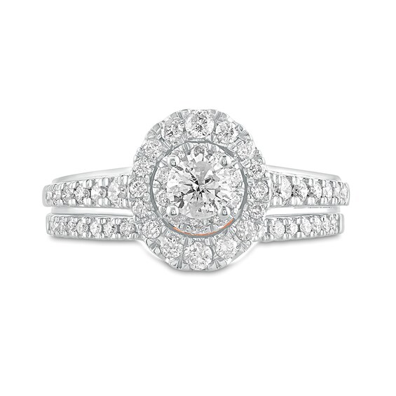 1 CT. T.w. Diamond Oval Frame Bridal Set in 10K Two-Tone Gold