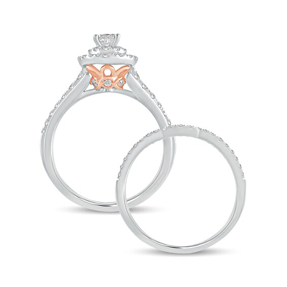 1 CT. T.w. Diamond Oval Frame Bridal Set in 10K Two-Tone Gold