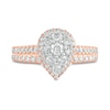 Thumbnail Image 3 of 1 CT. T.W. Composite Pear Diamond Frame Bridal Set in 10K Rose Gold