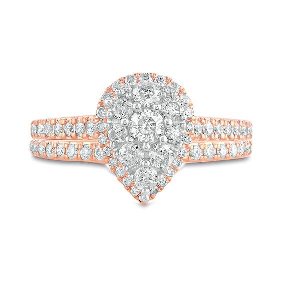 1 CT. T.w. Composite Pear Diamond Frame Bridal Set in 10K Rose Gold