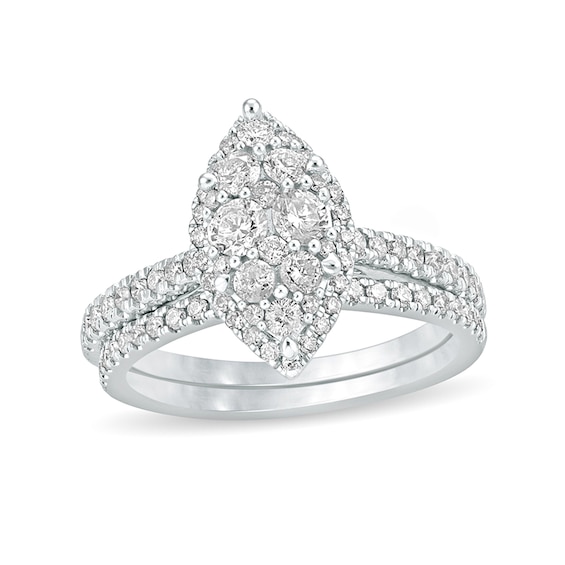 1 CT. T.w. Composite Marquise Diamond Bridal Set in 10K White Gold