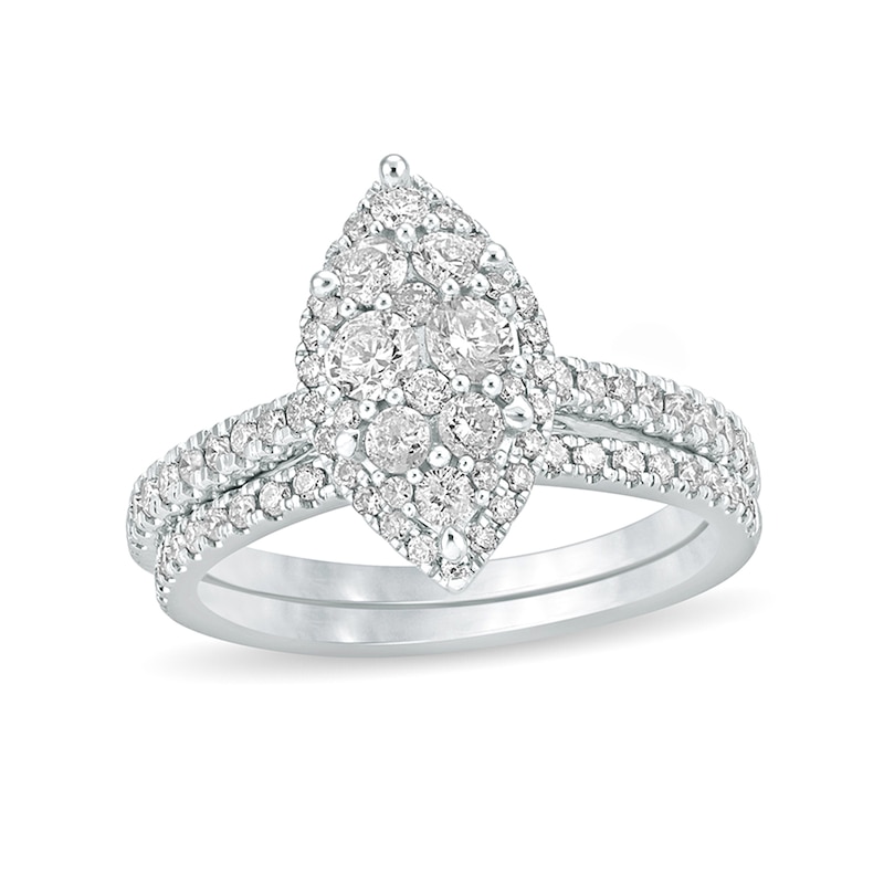 Main Image 1 of 1 CT. T.W. Composite Marquise Diamond Bridal Set in 10K White Gold