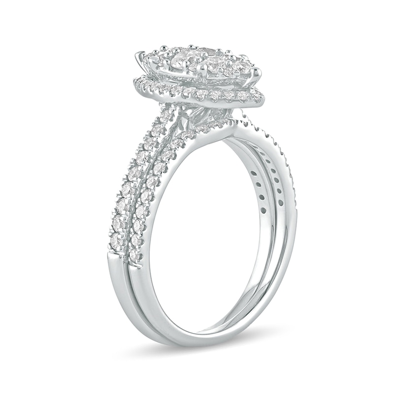 Main Image 2 of 1 CT. T.W. Composite Marquise Diamond Bridal Set in 10K White Gold